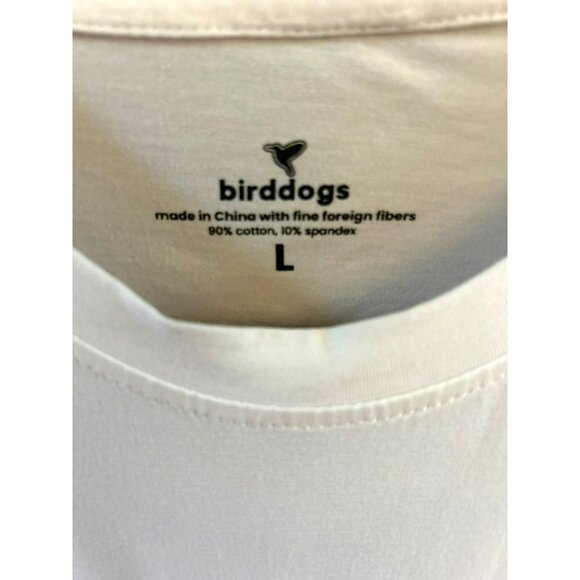 Birddogs White Tee With Pink Logo Size Large Casual Crew Neck Short Sleeve - Picture 4 of 4